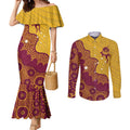 Personalised Australia Golf Couples Matching Mermaid Dress and Long Sleeve Button Shirt Aussie Kangaroo Aboriginal Polynesian Pattern