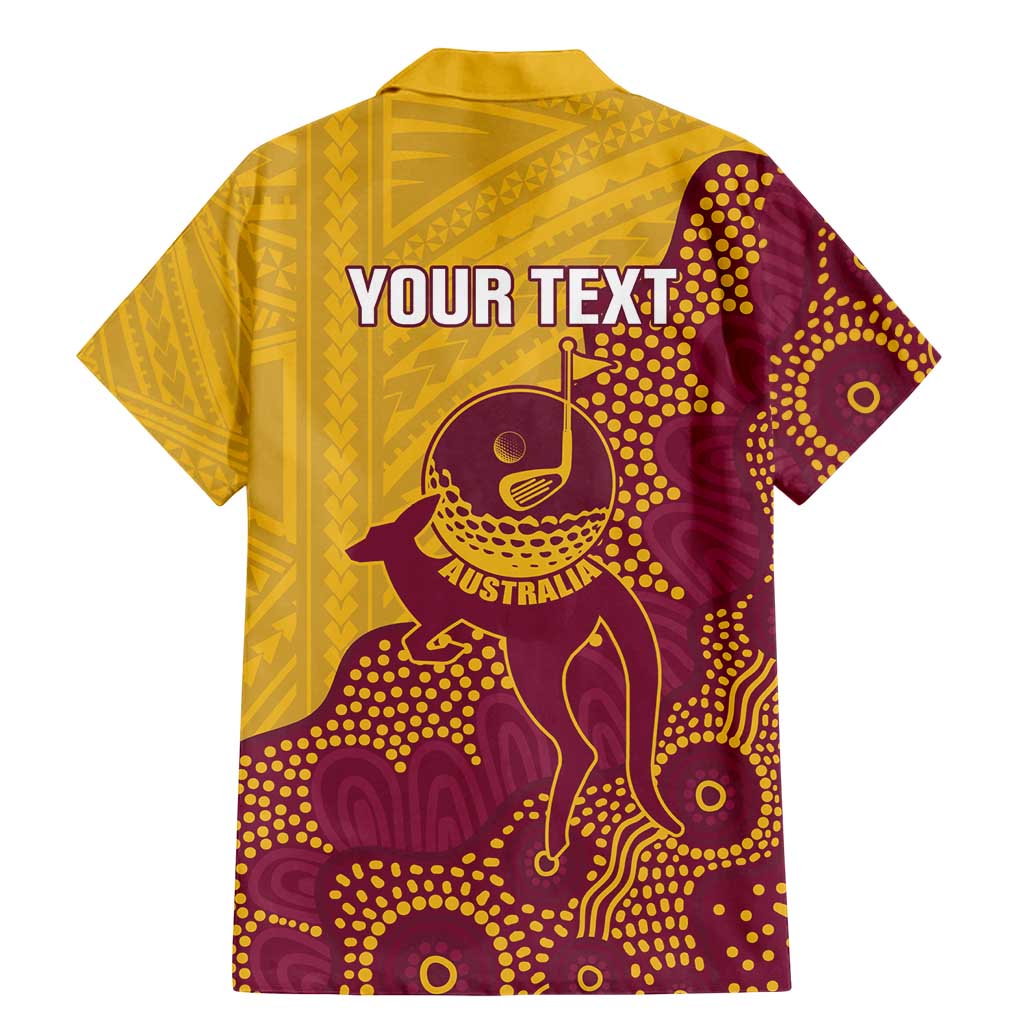 Personalised Australia Golf Family Matching Mermaid Dress and Hawaiian Shirt Aussie Kangaroo Aboriginal Polynesian Pattern