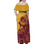 Personalised Australia Golf Family Matching Off Shoulder Maxi Dress and Hawaiian Shirt Aussie Kangaroo Aboriginal Polynesian Pattern