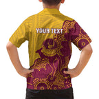 Personalised Australia Golf Family Matching Off Shoulder Short Dress and Hawaiian Shirt Aussie Kangaroo Aboriginal Polynesian Pattern