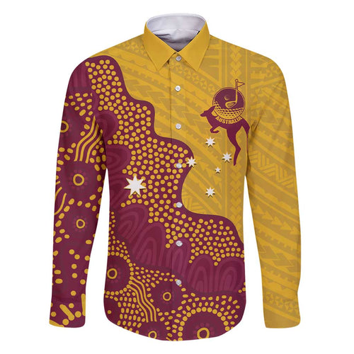 Personalised Australia Golf Family Matching Short Sleeve Bodycon Dress and Hawaiian Shirt Aussie Kangaroo Aboriginal Polynesian Pattern