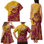 Personalised Australia Golf Family Matching Tank Maxi Dress and Hawaiian Shirt Aussie Kangaroo Aboriginal Polynesian Pattern