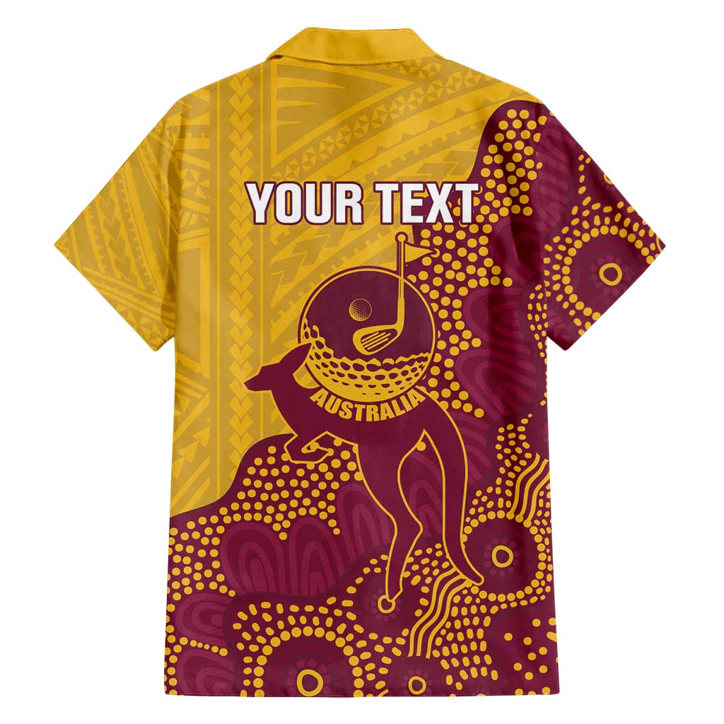 Personalised Australia Golf Family Matching Tank Maxi Dress and Hawaiian Shirt Aussie Kangaroo Aboriginal Polynesian Pattern