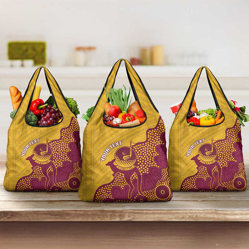 Personalised Australia Golf Grocery Bag Aussie Kangaroo Aboriginal Polynesian Pattern
