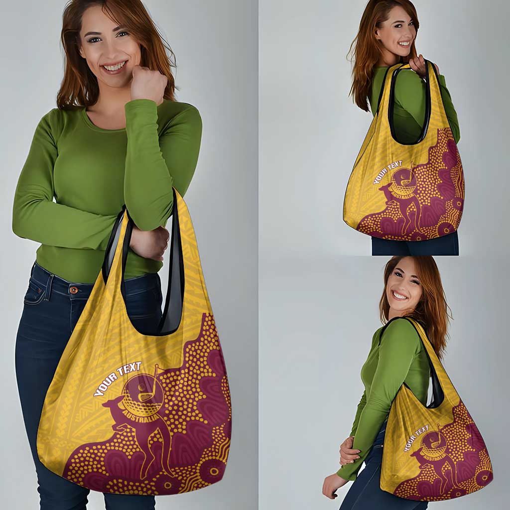 Personalised Australia Golf Grocery Bag Aussie Kangaroo Aboriginal Polynesian Pattern