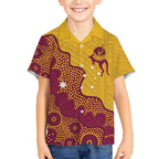 Personalised Australia Golf Hawaiian Shirt Aussie Kangaroo Aboriginal Polynesian Pattern