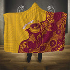 Personalised Australia Golf Hooded Blanket Aussie Kangaroo Aboriginal Polynesian Pattern