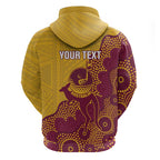 Personalised Australia Golf Hoodie Aussie Kangaroo Aboriginal Polynesian Pattern