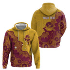 Personalised Australia Golf Hoodie Aussie Kangaroo Aboriginal Polynesian Pattern