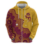 Personalised Australia Golf Hoodie Aussie Kangaroo Aboriginal Polynesian Pattern