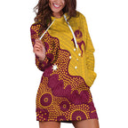 Personalised Australia Golf Hoodie Dress Aussie Kangaroo Aboriginal Polynesian Pattern