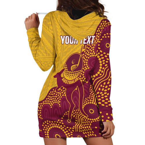Personalised Australia Golf Hoodie Dress Aussie Kangaroo Aboriginal Polynesian Pattern