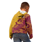 Personalised Australia Golf Kid Hoodie Aussie Kangaroo Aboriginal Polynesian Pattern