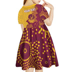 Personalised Australia Golf Kid Short Sleeve Dress Aussie Kangaroo Aboriginal Polynesian Pattern