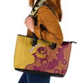 Personalised Australia Golf Leather Tote Bag Aussie Kangaroo Aboriginal Polynesian Pattern