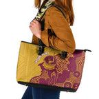 Personalised Australia Golf Leather Tote Bag Aussie Kangaroo Aboriginal Polynesian Pattern