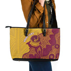 Personalised Australia Golf Leather Tote Bag Aussie Kangaroo Aboriginal Polynesian Pattern