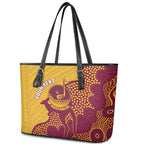 Personalised Australia Golf Leather Tote Bag Aussie Kangaroo Aboriginal Polynesian Pattern