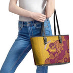Personalised Australia Golf Leather Tote Bag Aussie Kangaroo Aboriginal Polynesian Pattern