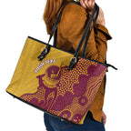 Personalised Australia Golf Leather Tote Bag Aussie Kangaroo Aboriginal Polynesian Pattern