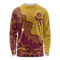 Personalised Australia Golf Long Sleeve Shirt Aussie Kangaroo Aboriginal Polynesian Pattern