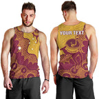 Personalised Australia Golf Men Tank Top Aussie Kangaroo Aboriginal Polynesian Pattern