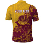 Personalised Australia Golf Polo Shirt Aussie Kangaroo Aboriginal Polynesian Pattern