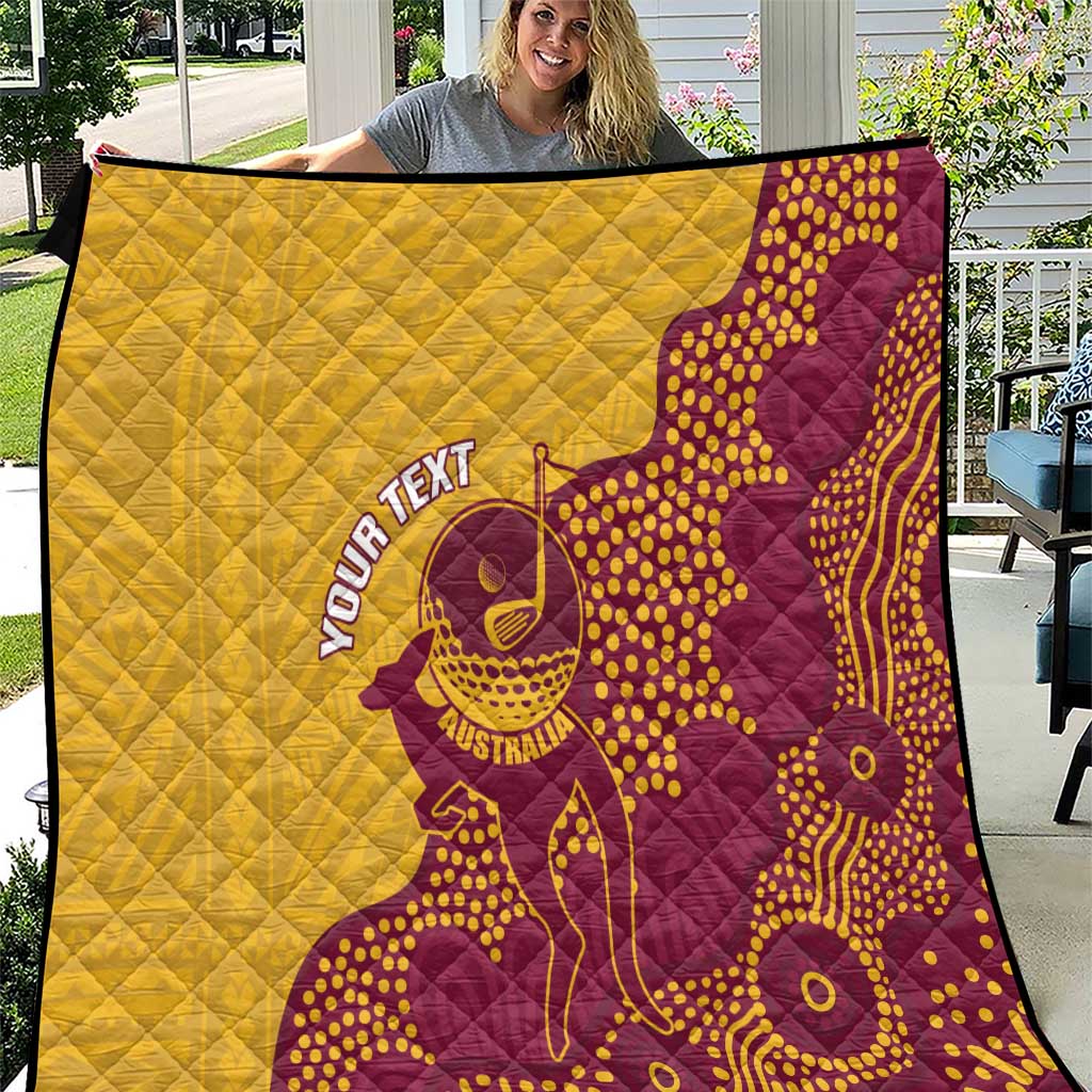 Personalised Australia Golf Quilt Aussie Kangaroo Aboriginal Polynesian Pattern