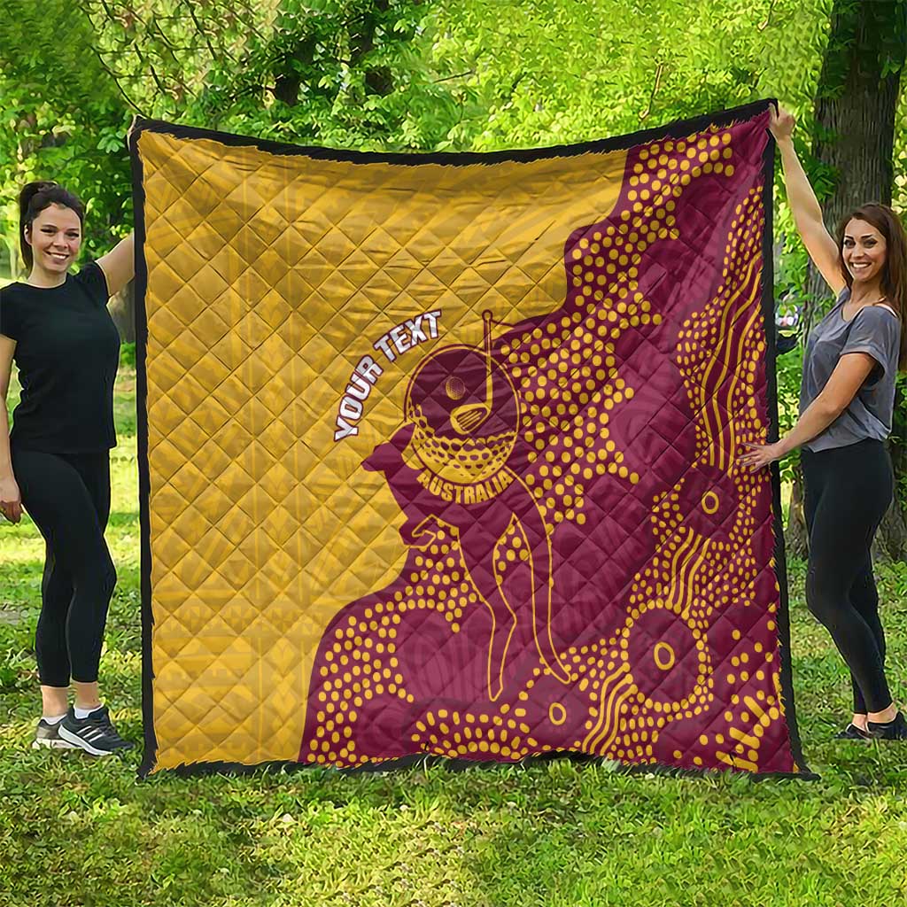 Personalised Australia Golf Quilt Aussie Kangaroo Aboriginal Polynesian Pattern