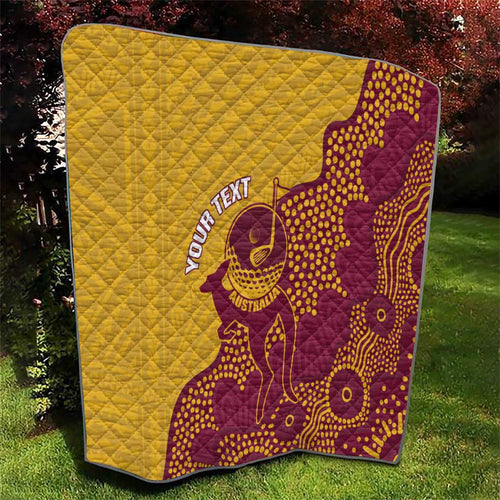 Personalised Australia Golf Quilt Aussie Kangaroo Aboriginal Polynesian Pattern
