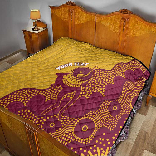 Personalised Australia Golf Quilt Aussie Kangaroo Aboriginal Polynesian Pattern