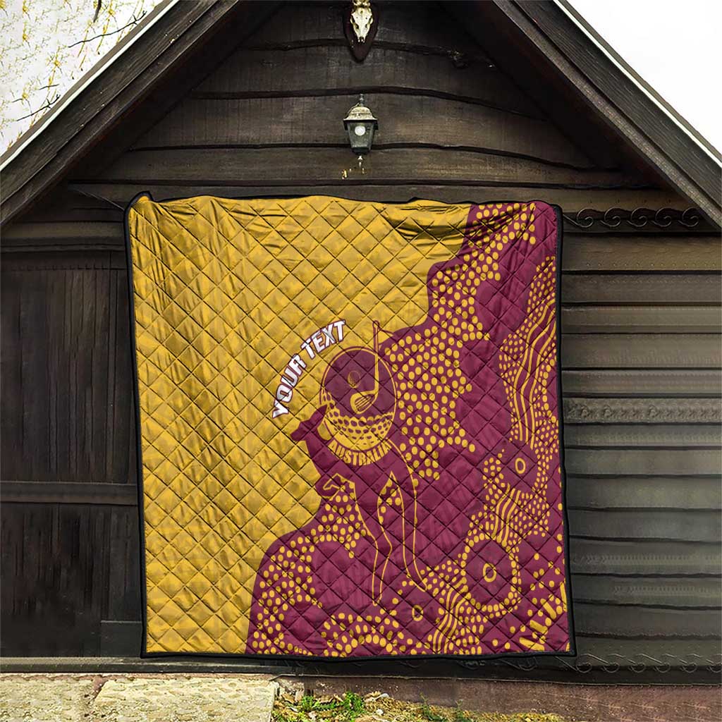 Personalised Australia Golf Quilt Aussie Kangaroo Aboriginal Polynesian Pattern