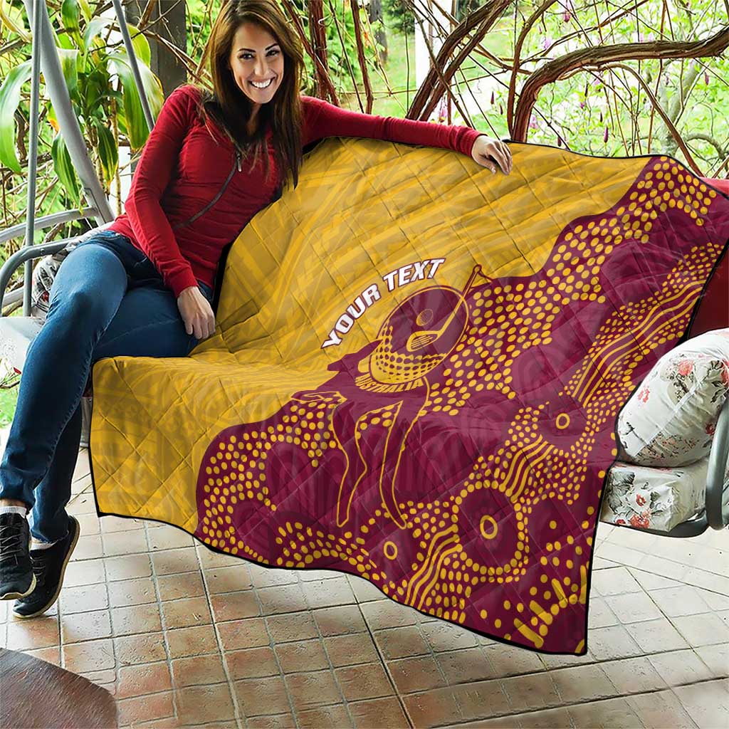 Personalised Australia Golf Quilt Aussie Kangaroo Aboriginal Polynesian Pattern