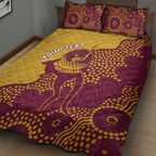 Personalised Australia Golf Quilt Bed Set Aussie Kangaroo Aboriginal Polynesian Pattern