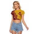 Personalised Australia Golf Raglan Cropped T Shirt Aussie Kangaroo Aboriginal Polynesian Pattern