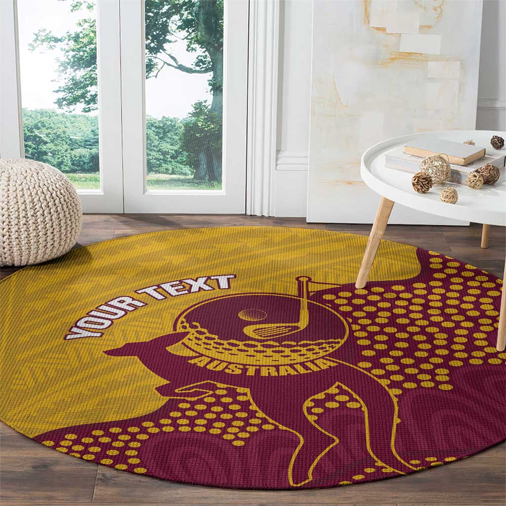 Personalised Australia Golf Round Carpet Aussie Kangaroo Aboriginal Polynesian Pattern