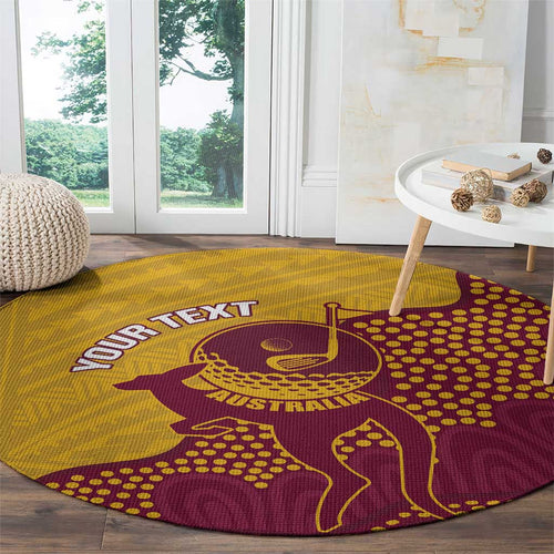 Personalised Australia Golf Round Carpet Aussie Kangaroo Aboriginal Polynesian Pattern