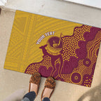 Personalised Australia Golf Rubber Doormat Aussie Kangaroo Aboriginal Polynesian Pattern
