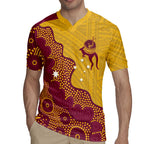 Personalised Australia Golf Rugby Jersey Aussie Kangaroo Aboriginal Polynesian Pattern