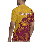 Personalised Australia Golf Rugby Jersey Aussie Kangaroo Aboriginal Polynesian Pattern