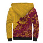 Personalised Australia Golf Sherpa Hoodie Aussie Kangaroo Aboriginal Polynesian Pattern