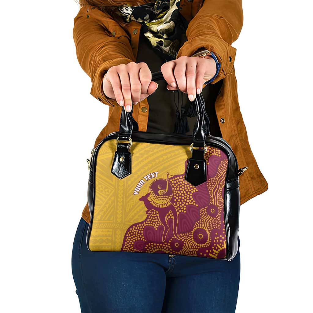 Personalised Australia Golf Shoulder Handbag Aussie Kangaroo Aboriginal Polynesian Pattern