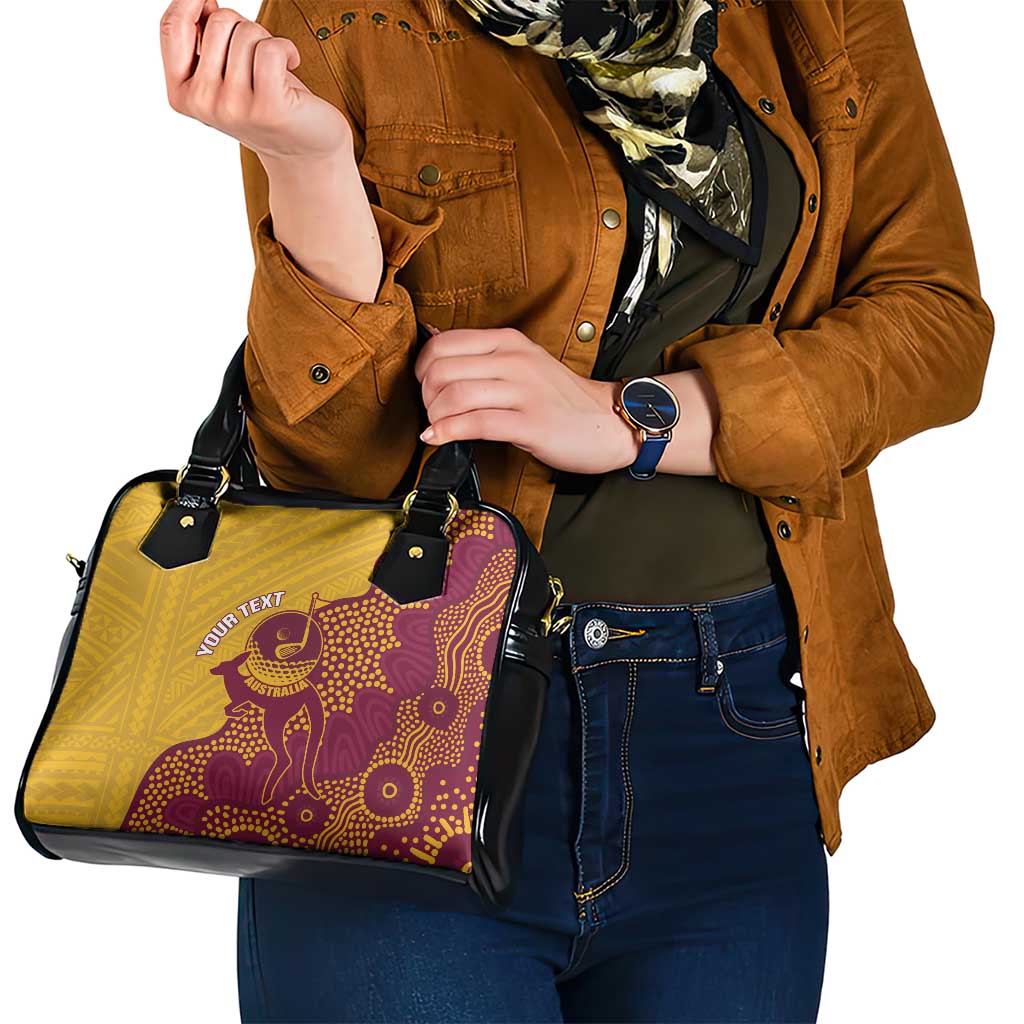 Personalised Australia Golf Shoulder Handbag Aussie Kangaroo Aboriginal Polynesian Pattern