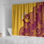Personalised Australia Golf Shower Curtain Aussie Kangaroo Aboriginal Polynesian Pattern