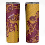 Personalised Australia Golf Skinny Tumbler Aussie Kangaroo Aboriginal Polynesian Pattern
