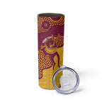 Personalised Australia Golf Skinny Tumbler Aussie Kangaroo Aboriginal Polynesian Pattern
