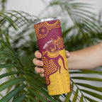 Personalised Australia Golf Skinny Tumbler Aussie Kangaroo Aboriginal Polynesian Pattern