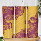 Personalised Australia Golf Skinny Tumbler Aussie Kangaroo Aboriginal Polynesian Pattern