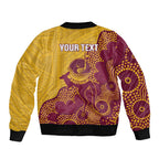 Personalised Australia Golf Sleeve Zip Bomber Jacket Aussie Kangaroo Aboriginal Polynesian Pattern