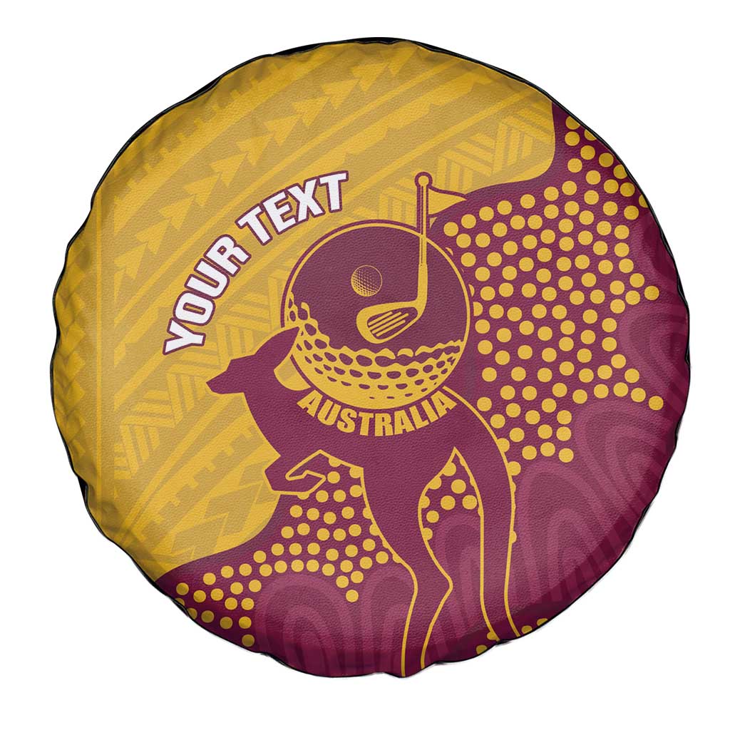 Personalised Australia Golf Spare Tire Cover Aussie Kangaroo Aboriginal Polynesian Pattern